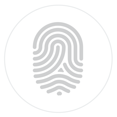 A grey outline of a fingerprint.
