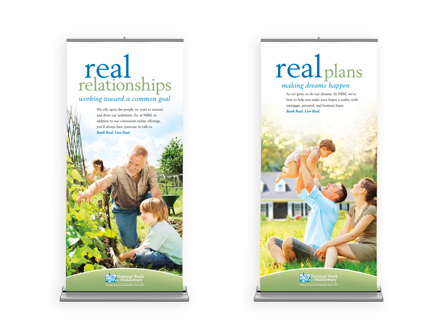 National Bank of Middlebury retractable tradeshow banner design.