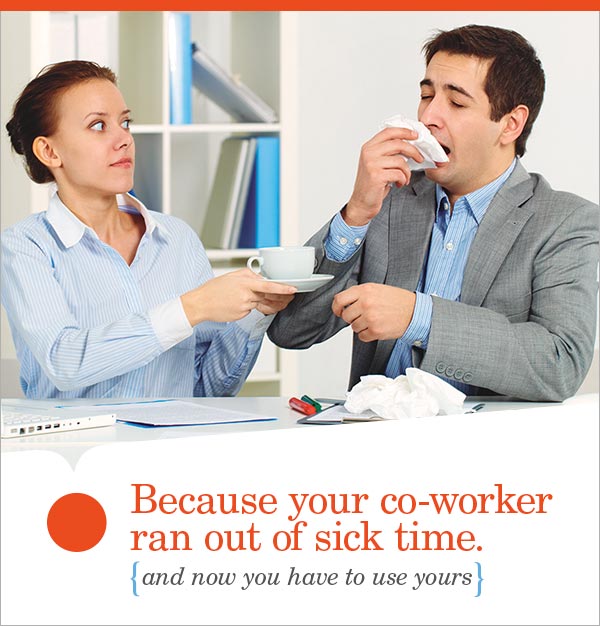 A man about to sneeze in the direction of his co-worker.