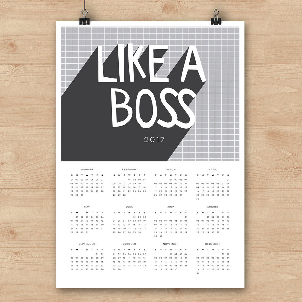 Like a Boss Calendar from InkandCardDesigns; Tenth Crow Creative graphic designer gift guide