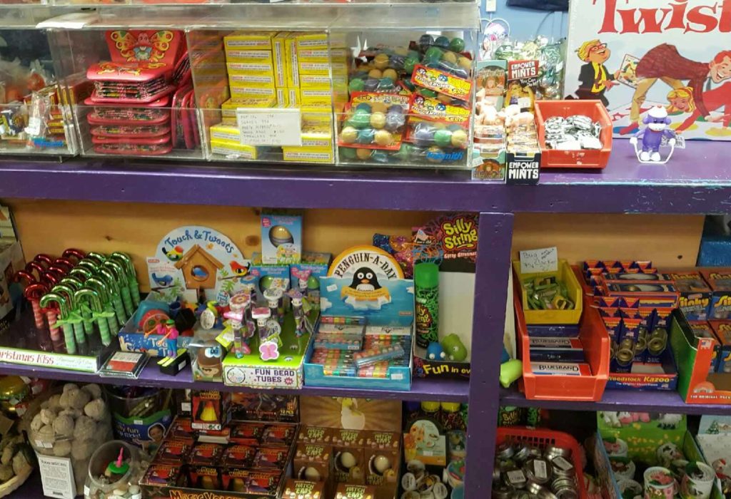 A picture of toys from Once Upon a Time Toy Store in Stowe, VT. 2016 Brands We Love.
