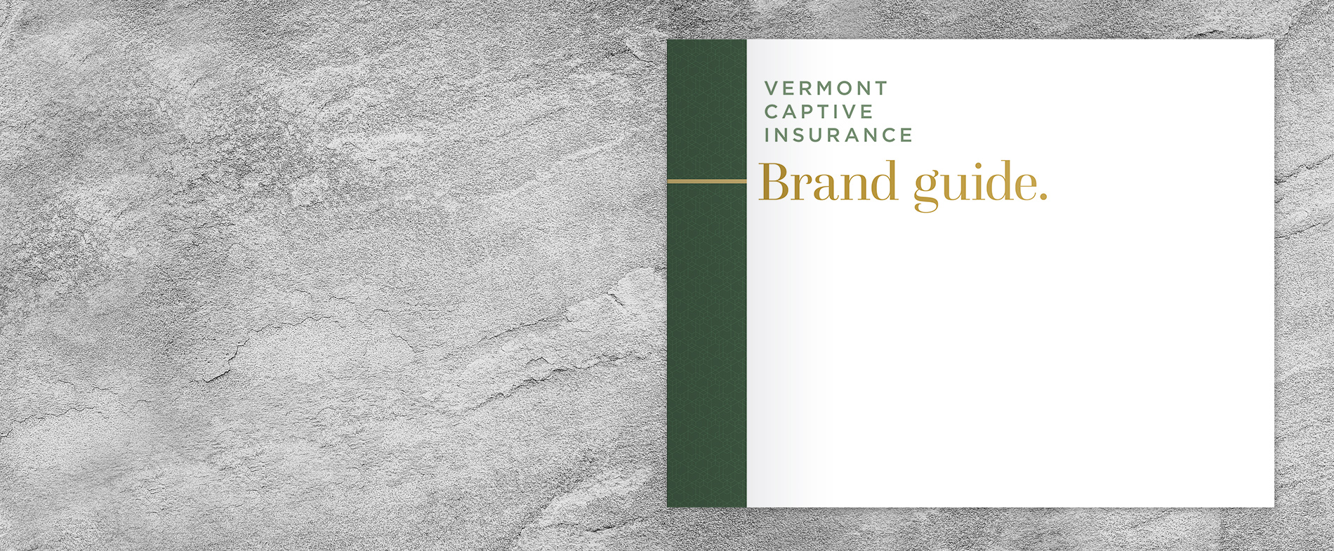 Brand identity book design for Vermont Captive Insurance