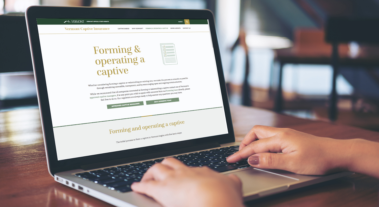 Responsive website design for Vermont Captive Insurance