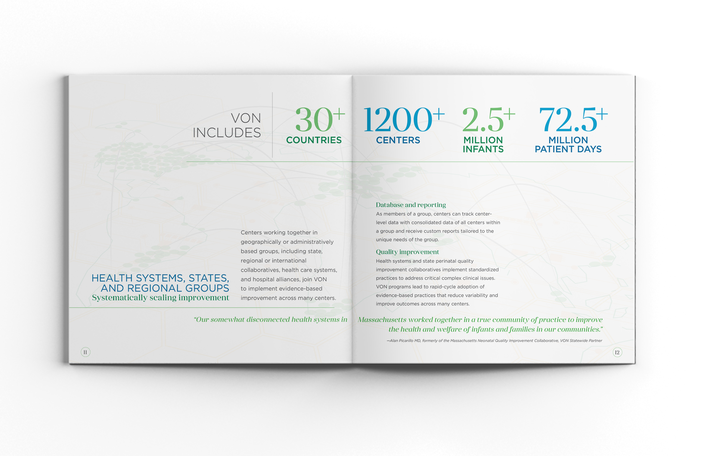 Capabilities brochure design for Vermont Oxford network