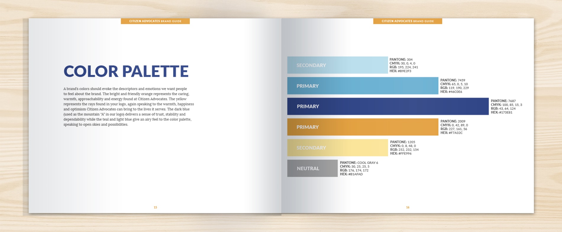 Brand identity book design for mental healthcare services client